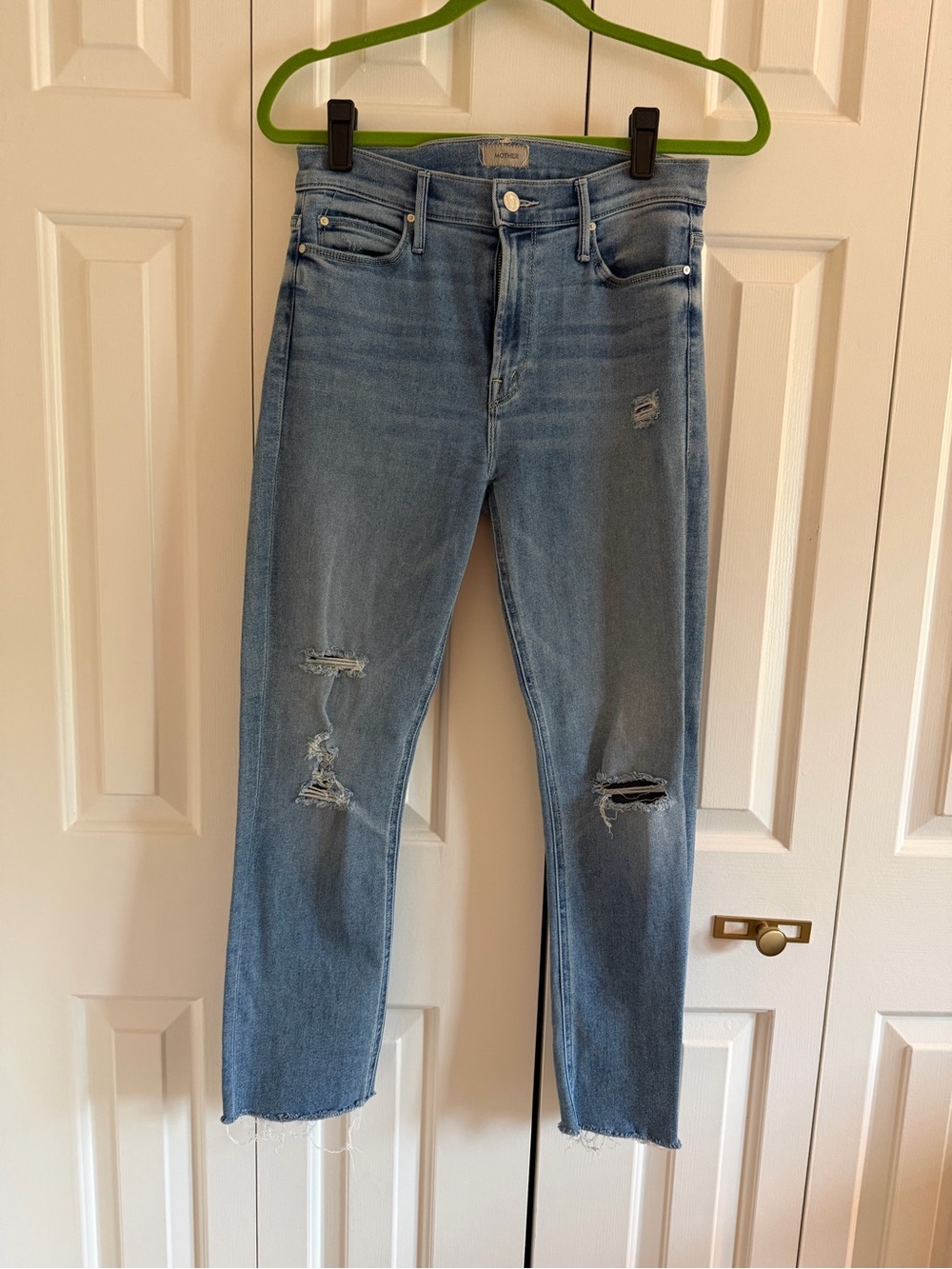 Mother Mid Rise Dazzler Ankle Fray Jeans